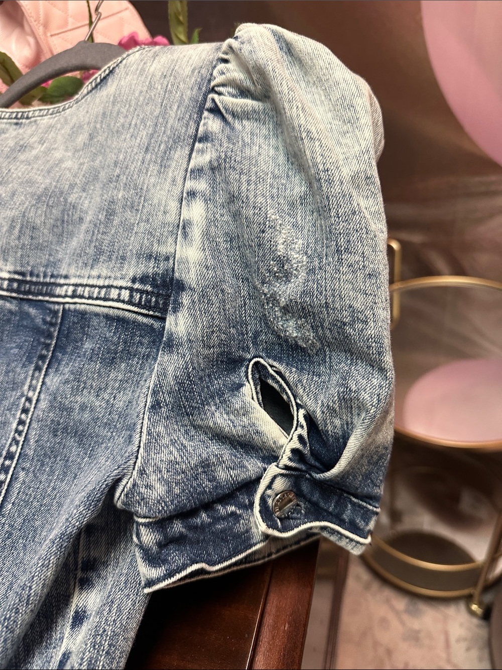 Retrofete Acid-Wash Denim Wrap Dress in Light Blue by Retrofete - Picture 6 of 11